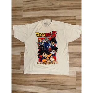 Dragon Ball Z Mens XL Graphic T-Shirt Goku Vegeta Anime Cream White Tee